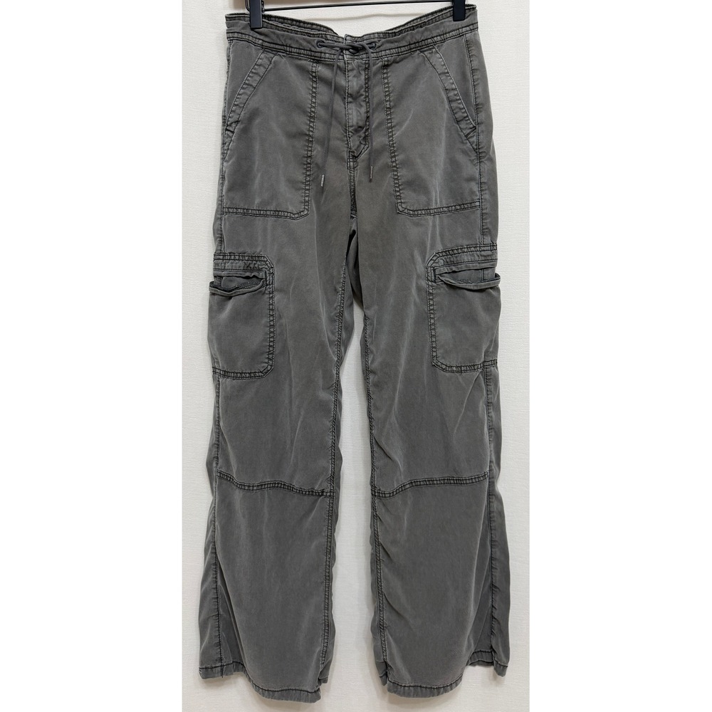 American Eagle Women Gray Stretch Cargo Pants Size 4 Soft Utility Wide Leg